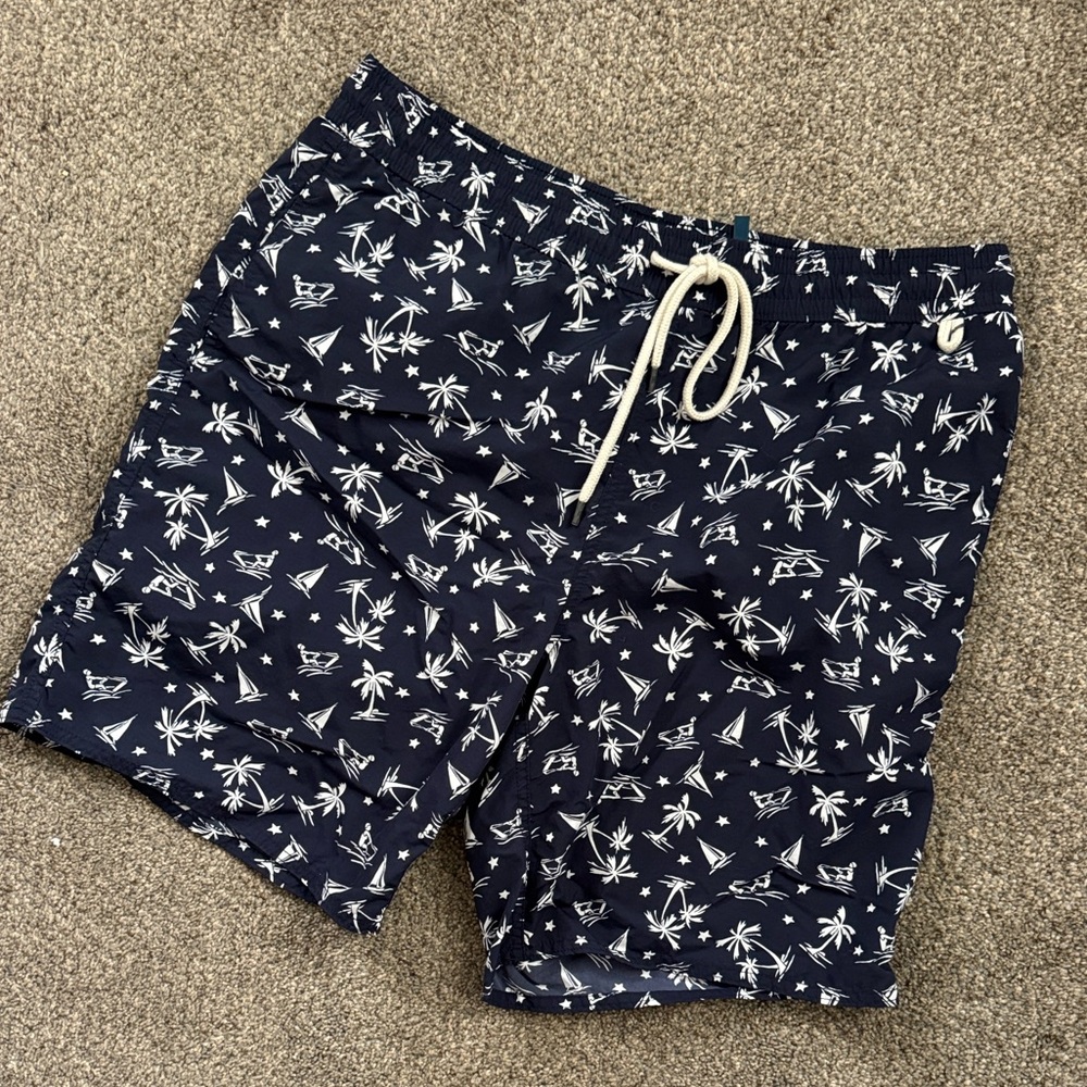 Polo by Ralph Lauren Navy Palm & Sailboat Swim Trunks size L